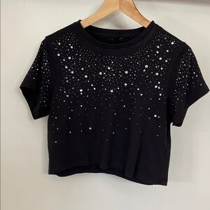 All Saints Black Embellished Women's Top Sz 6